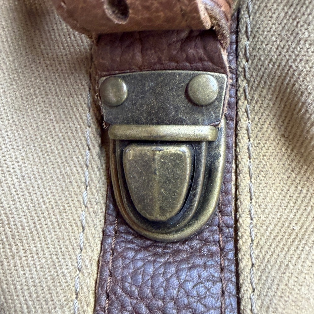 Vintage LL Bean Continental Rucksack Waxed Canvas Leather Backpack Tan Brown 90s - Picture 10 of 16